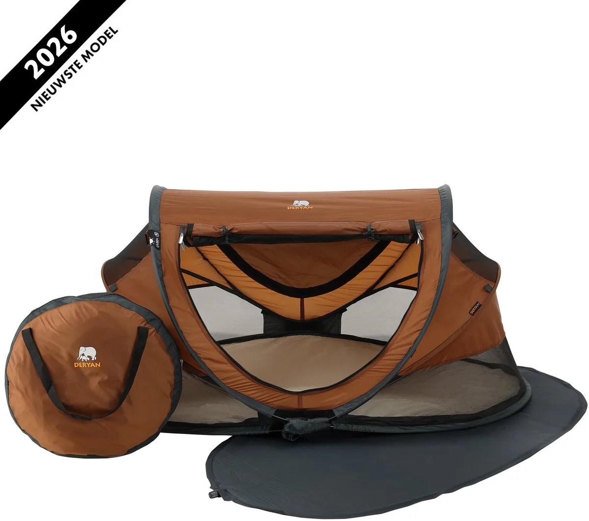 Peuter Luxe Campingbedje met Matras - Inklapbaar de Deryan en Caramel – photo produit