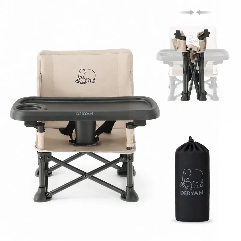 Pop 'N Sit Mini Kinderstoel - Opvouwbare Stoelverhoger van Deryan in Nougat – productfoto
