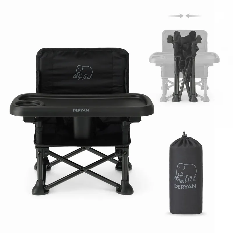 Pop 'N Sit Mini Kinderstoel - Opvouwbare Stoelverhoger van Deryan in Zwart – productfoto