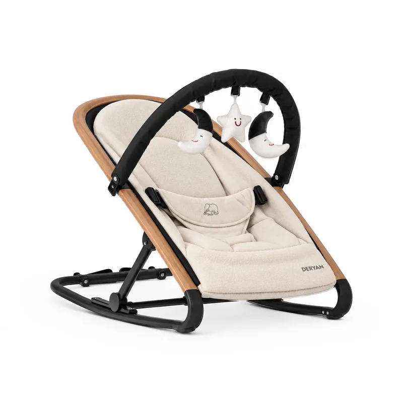 Rocker Wipstoel - Luxe 2-in-1 - Nougat/Cream van Deryan in Cream – productfoto