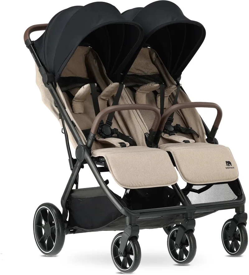 Rolo X2 XL V2 Duo Buggy - Compacte Dubbele Buggy - Nougat van Deryan in V2 Nougat – XL wielen – productfoto