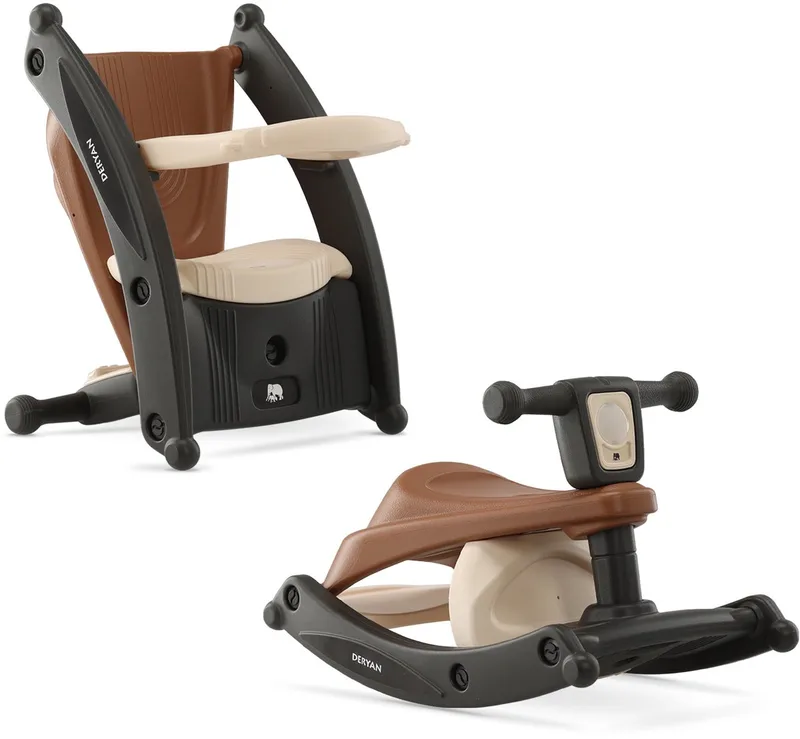 Tobi 2-in-1 Stoel en Schommelstoel van Deryan in Bruin, Crème – productfoto