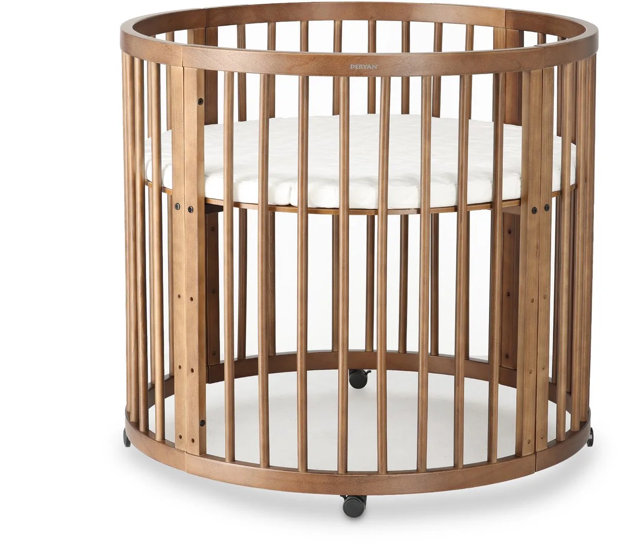 Willow Box - Ronde Houten Babybox inclusief Matras - Bruin van Deryan in Warm Bruin – productfoto