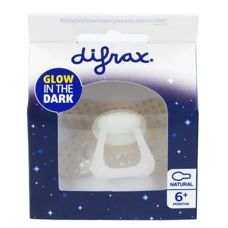 2x Difrax Fopspeen Natural 6+ mnd Glow In The Dark by Difrax – product photo