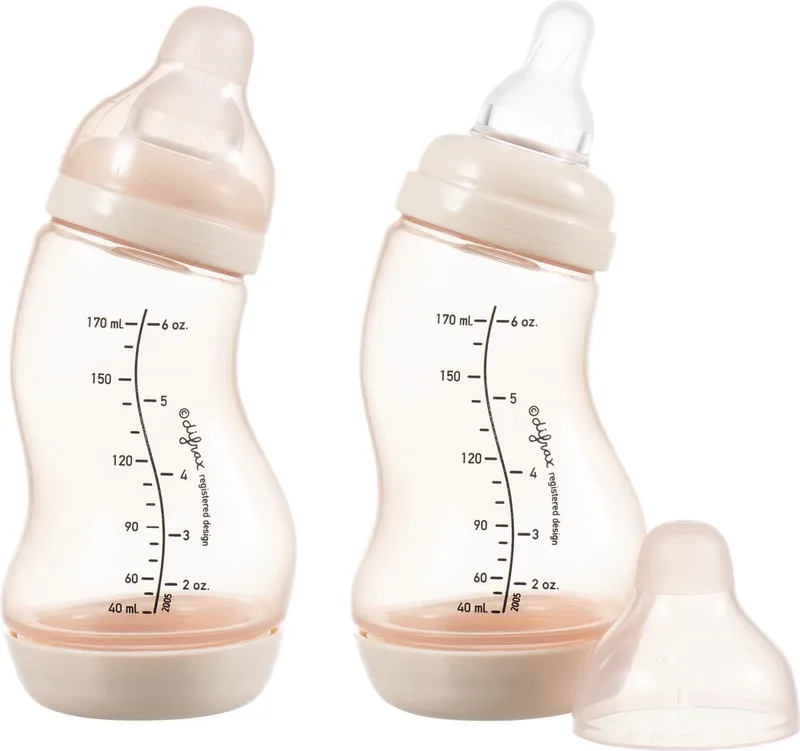 Babyfles 170 ml Natural - S-fles - Anti-Colic - 2 stuks de Difrax en Lichtroze – photo produit