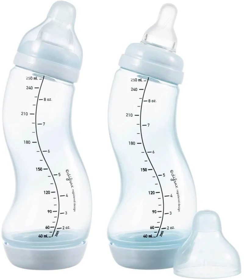 Babyfles 250 ml Natural - S-fles - Anti-Colic - 2 stuks by Difrax in Lichtblauw – product photo