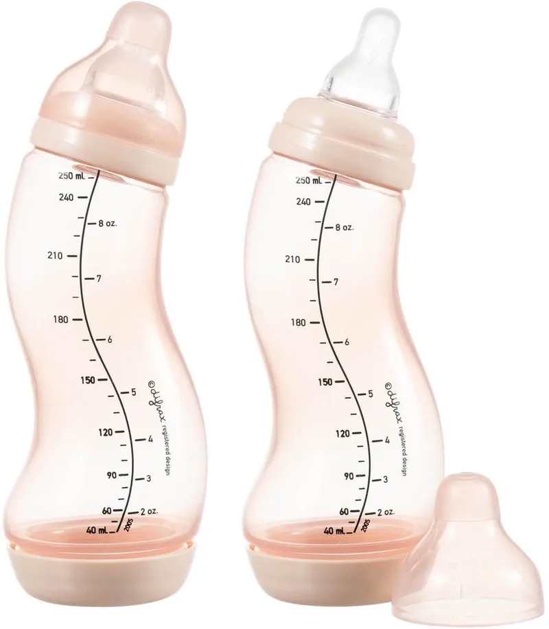 Babyfles 250 ml Natural - S-fles - Anti-Colic - 2 stuks från Difrax i Lichtroze – produktbild