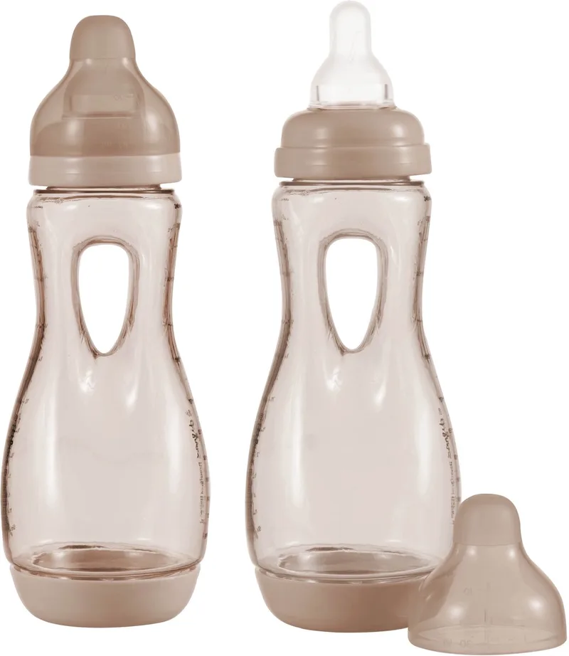 Babyfles Handgreep - 240 ml - Wit - 2 Stuks - Anti Koliek van Difrax in Koffiebruin – productfoto
