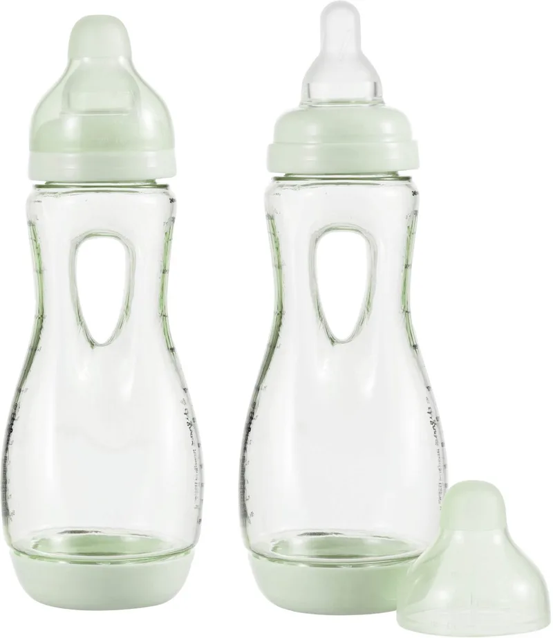 Babyfles Handgreep - 240 ml - Wit - 2 Stuks - Anti Koliek fra Difrax i Lichtgroen – produktbillede