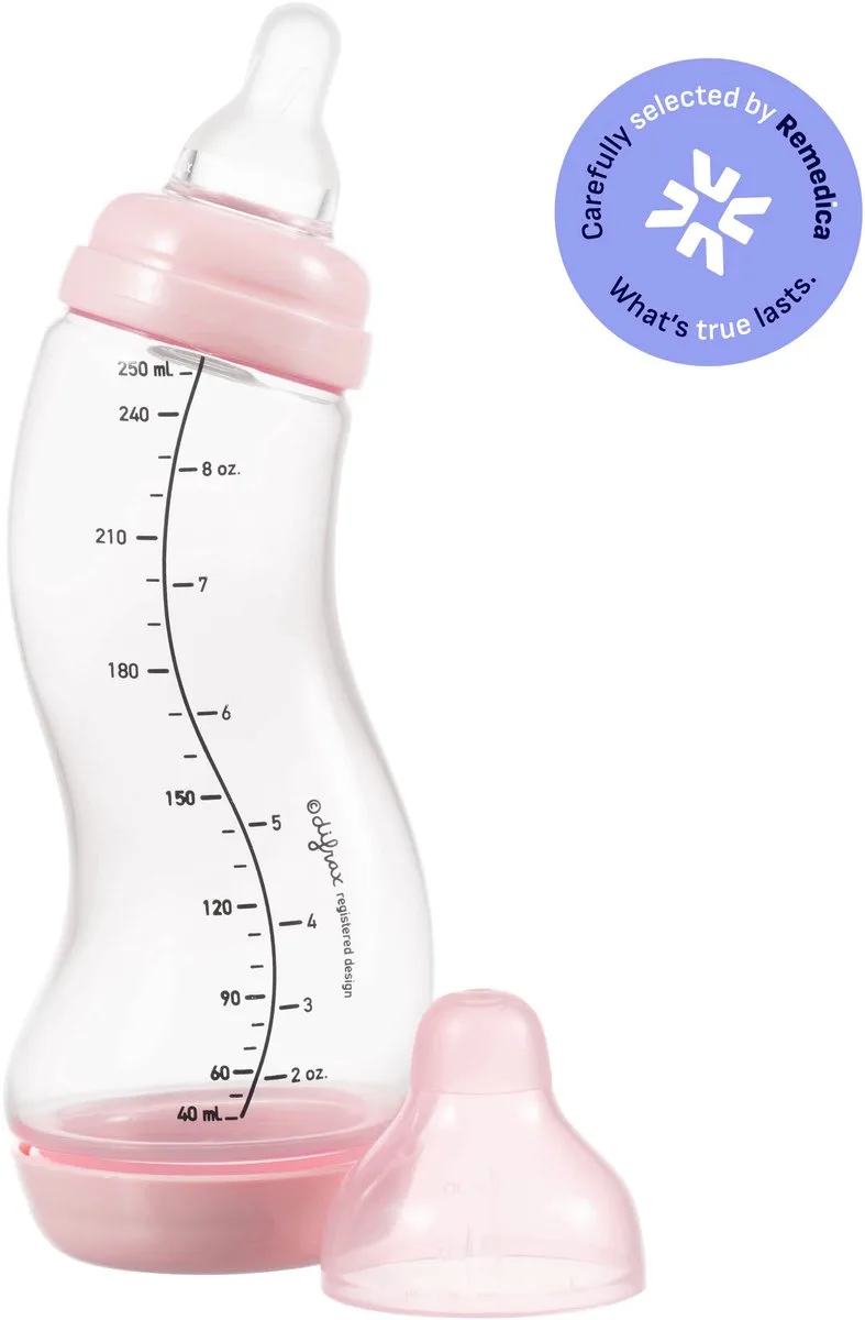 Babyfles Natural - 250 ml - 1 Stuk - S-fles - Anti Koliek fra Difrax i Roze – produktbillede