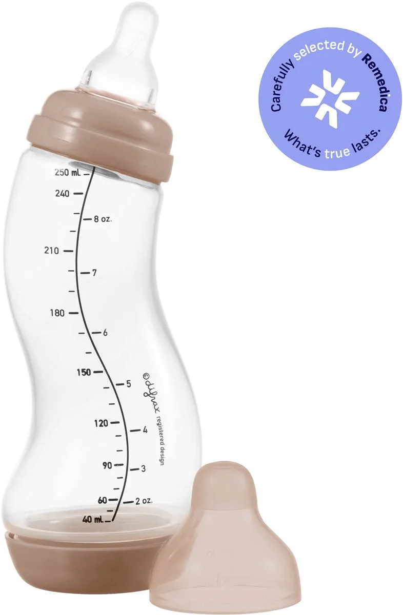 Babyfles Natural - 250 ml - Bruin - 1 Stuk - S-fles - Anti Koliek by Difrax in Koffiebruin – product photo