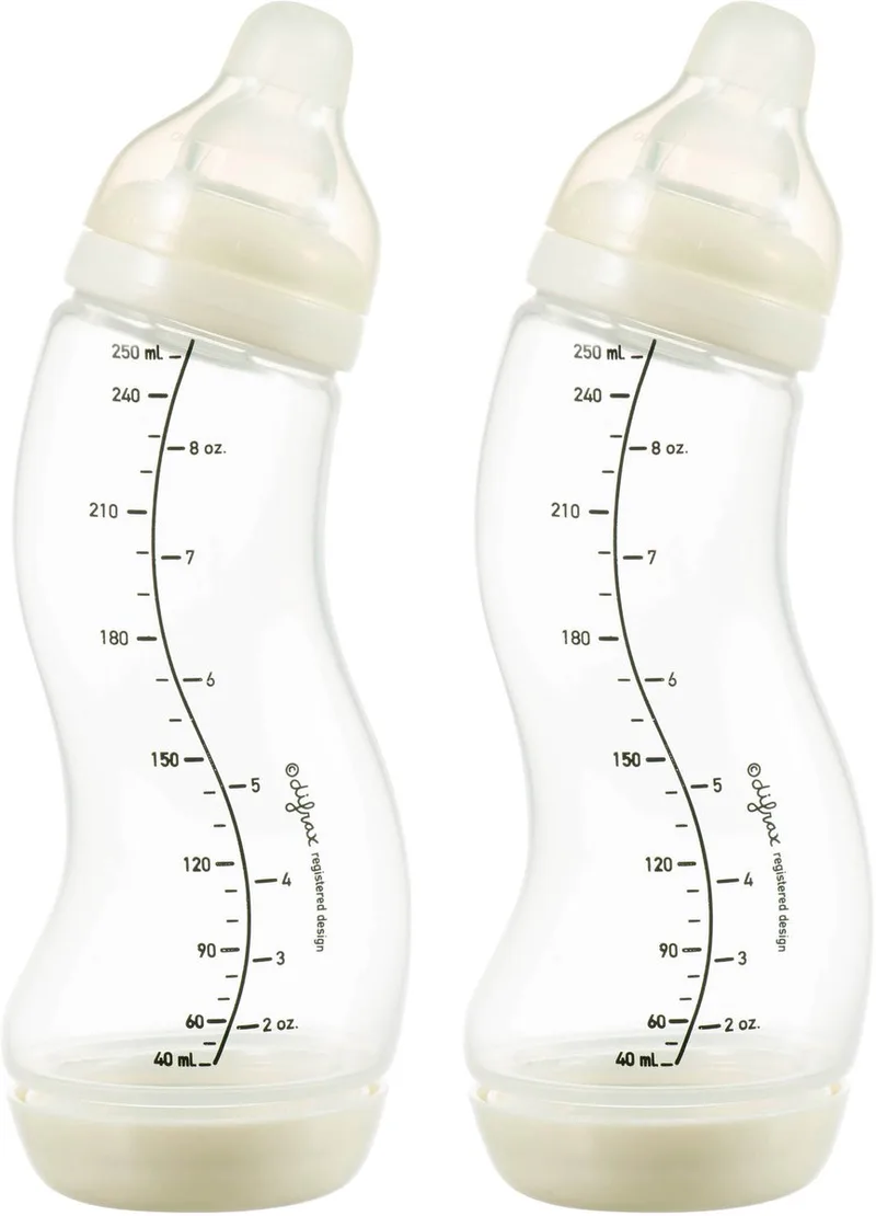Babyfles Natural - 250 ml - Crème - 2 Stuks - S-fles - Anti Koliek by Difrax in Creme1 – product photo
