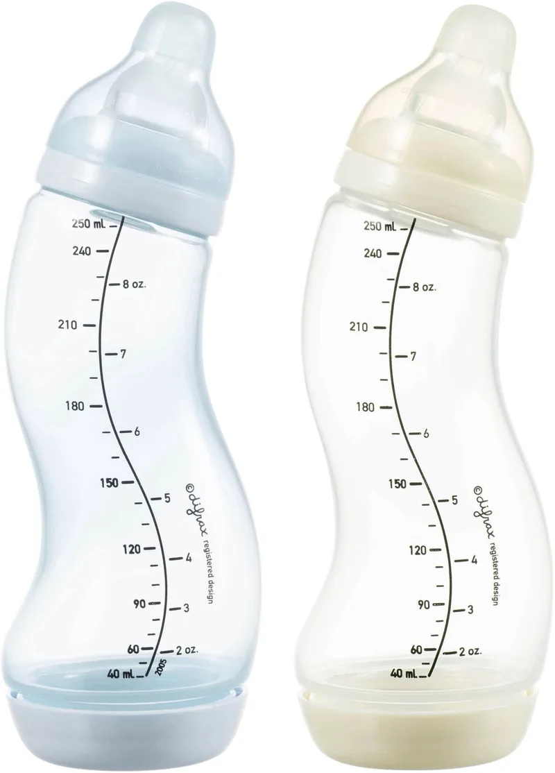 Babyfles Natural - 250 ml - Lichtblauw/Crème - 2 Stuks - S-fles - Anti Koliek van Difrax in IJsblauw/Crème – productfoto