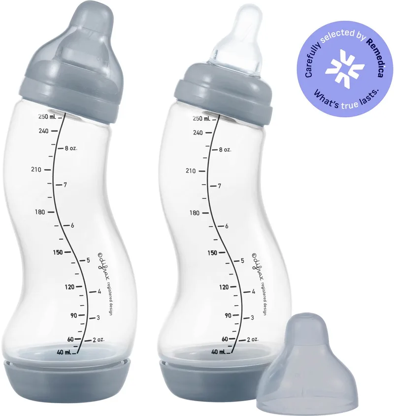 Babyfles Natural - 250 ml - Wit - 2 Stuks - S-fles - Anti Koliek van Difrax in Grijs – productfoto