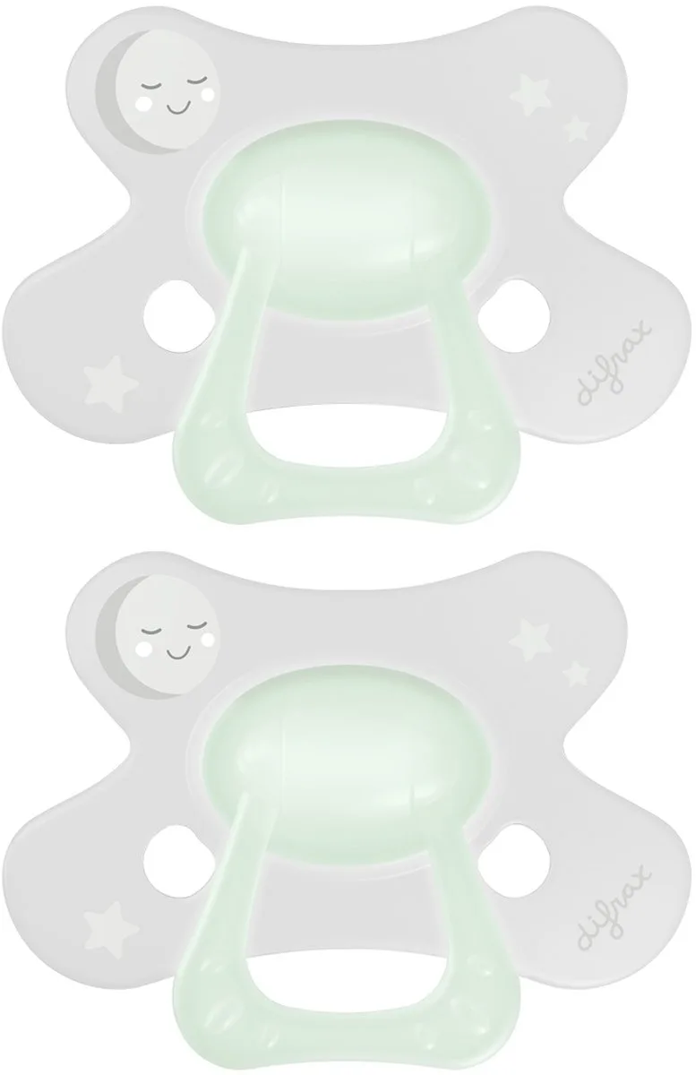 Dental Fopspeen - 18+ Maanden - Glow in the Dark Orthodontische Speen - 2 st. de Difrax en Transparent – photo produit