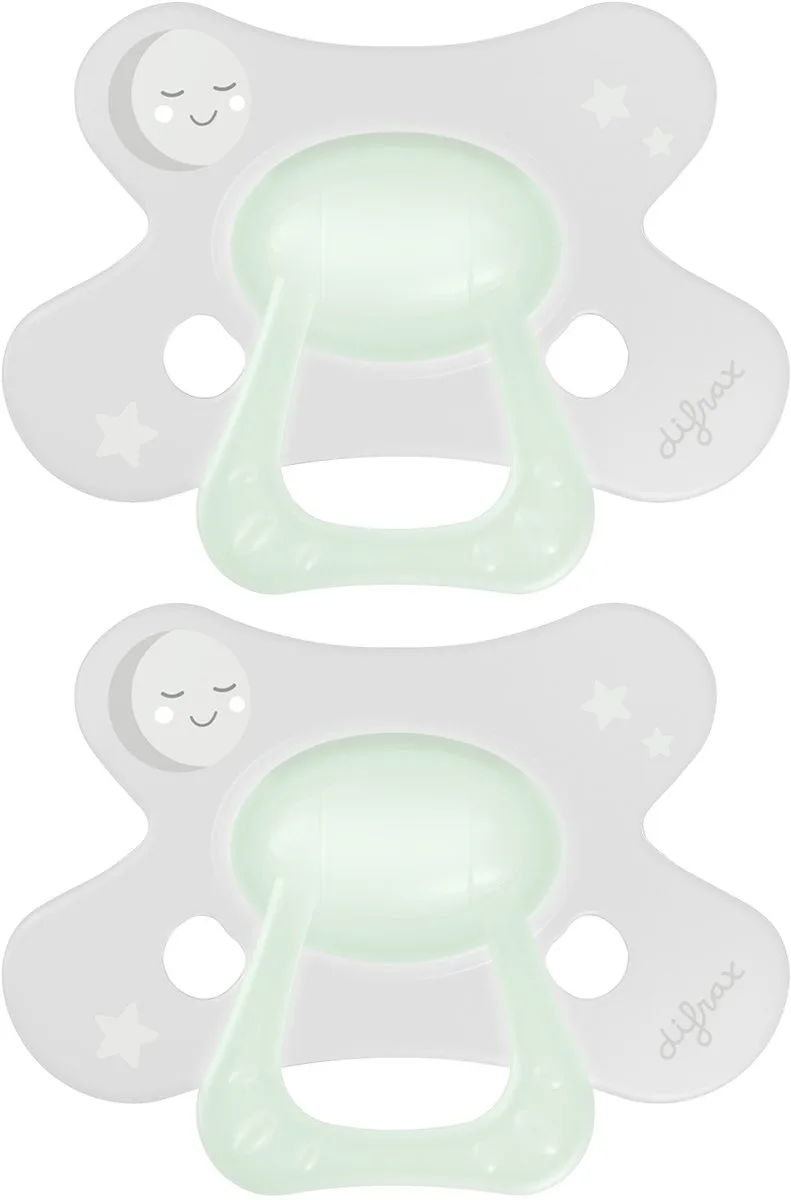 Fopspeen 6+ Maanden Dental Speen - Glow in the Dark - 2 stuks van Difrax in Transparant – productfoto