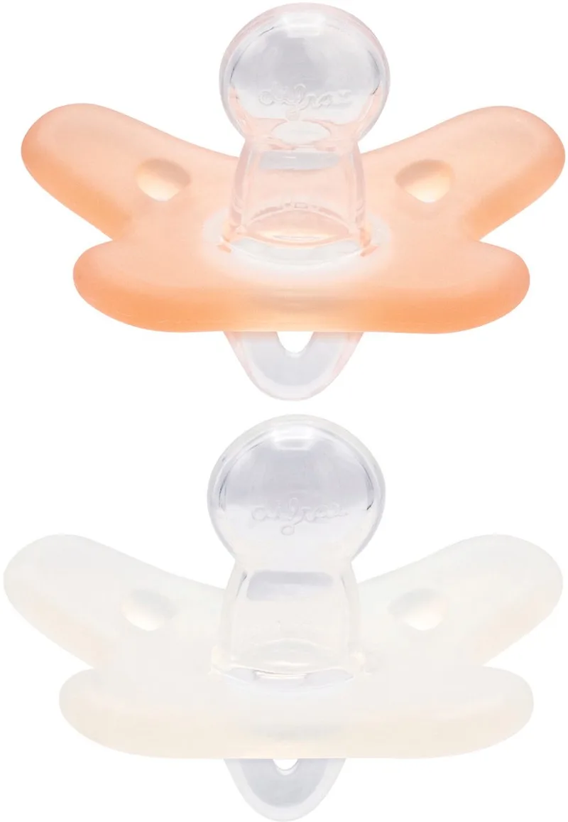 Fopspeen - Natural - 0/6 maanden - Siliconen - White/Pink - 2 Stuks van Difrax in Roze, Wit – productfoto
