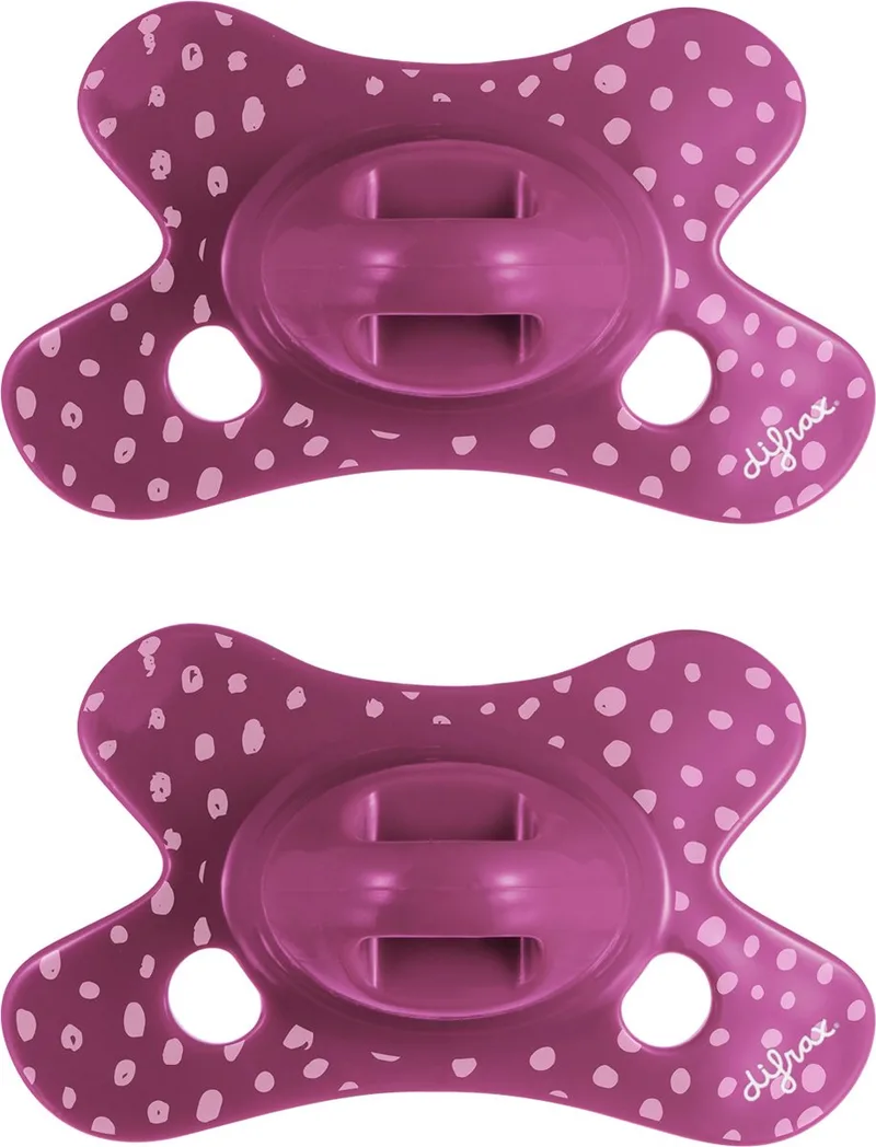 Fopspeen Natural - 0 tot 6 Maanden - 2 Stuks de Difrax en Donkerroze – photo produit