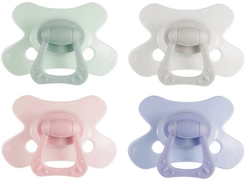 Fopspeen Natural - 18+ Maanden - Lichtgrijs & Roze & Paars - 2 Stuks van Difrax in Groen – productfoto