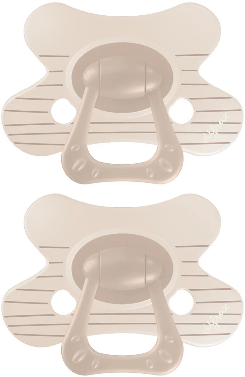 Fopspeen Natural - 6 tot 12 Maanden - 2 Stuks van Difrax in Bruine strepen – productfoto