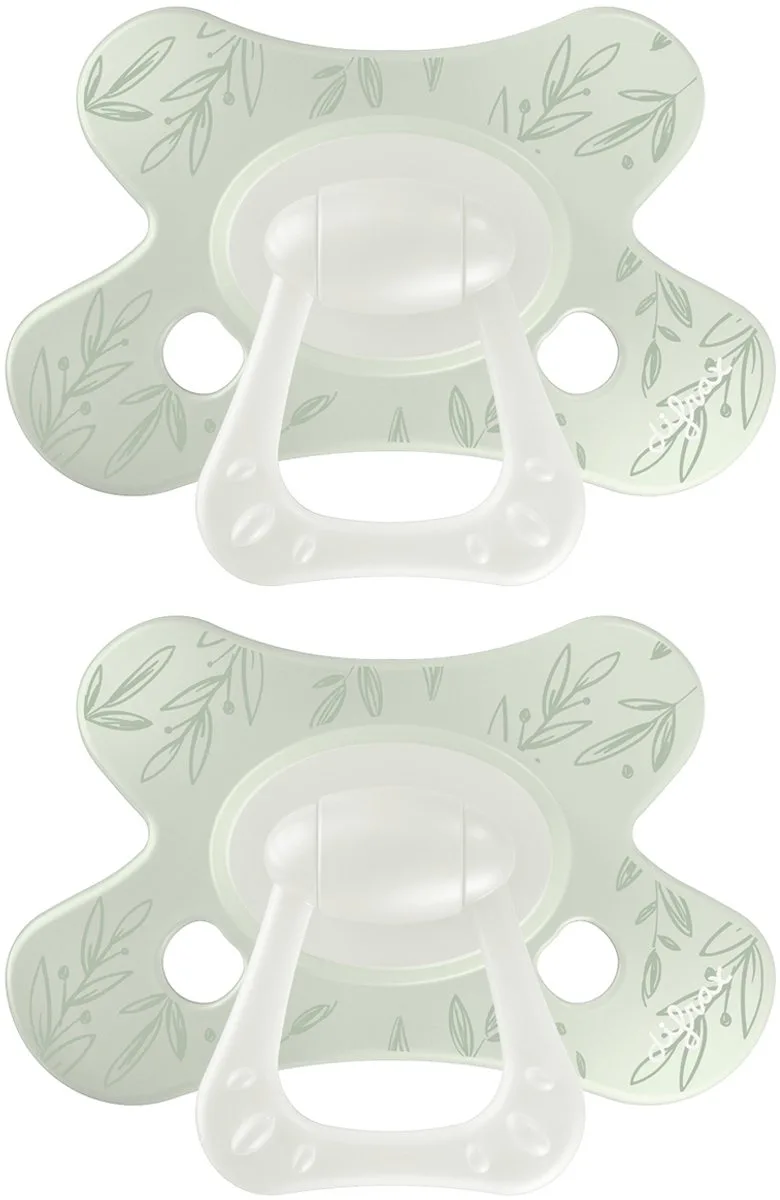 Fopspeen Natural - 6 tot 12 Maanden - Blaadjes - 2 Stuks van Difrax in Groen – productfoto