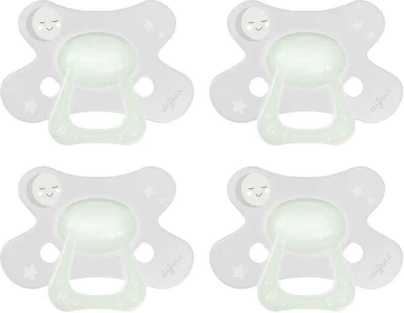 Fopspeen Natural - 6 tot 12 Maanden - Wit & Doorzichtig - 4 Stuks de Difrax en Vert – photo produit