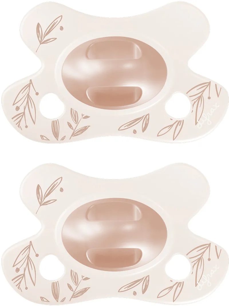 Fopspeen Natural - Newborn - Blaadjes - 2 Stuks van Difrax in Roze – productfoto