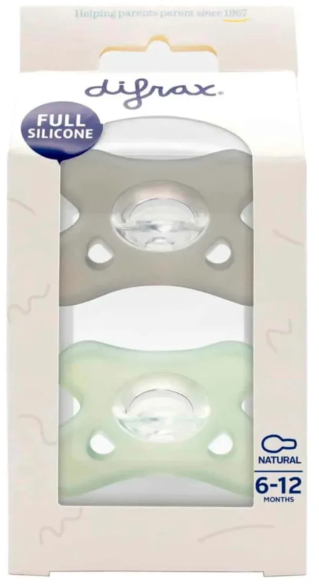 Fopspeen Natural Siliconen 6-12M 2 stuks by Difrax in Orange – product photo