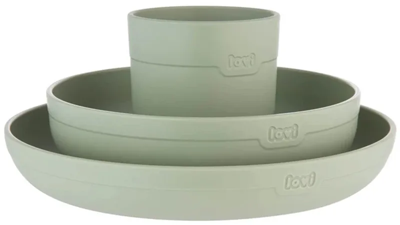 LOVI Eetset met Beker - Vrij van melamine en BPA van Difrax in Groen – productfoto
