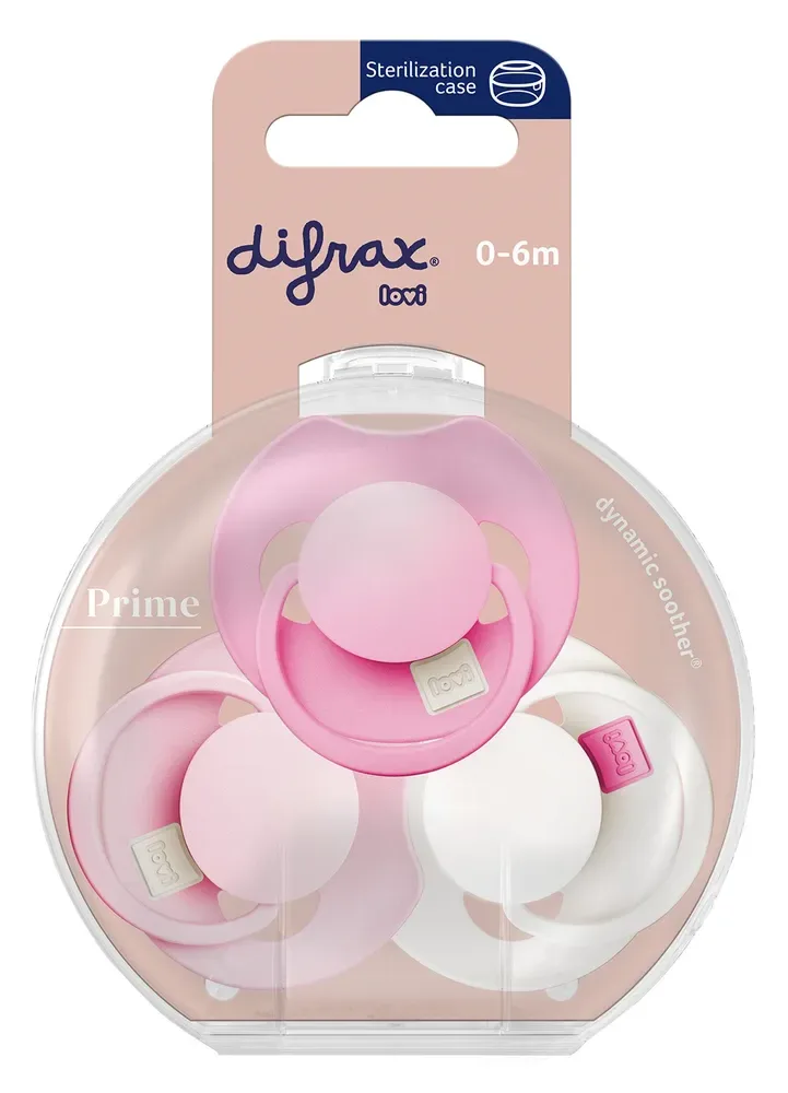 Lovi Prime Pink Fopspenen 0-6M van Difrax – productfoto