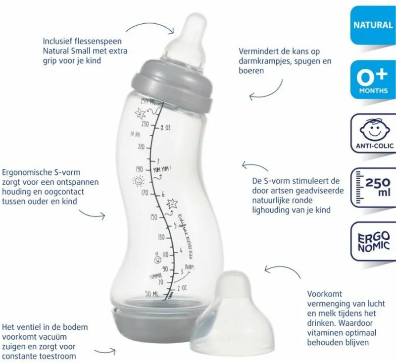 Natural - Babyfles - 250 ml - (licht) by Difrax in Blauw – product photo