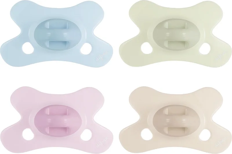 Natural Fopspeen - 0-6 Maanden - 2 Stuks van Difrax in Groen, Paars, Lichtroze, Beige – productfoto