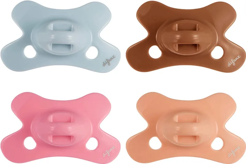 Natural Fopspeen 0 tot 6 Maanden - Lichtblauw, Grijs, Lichtroze, Bruin - 4 Stuks, Siliconen Speen, Gemakkelijk te Accepteren by Difrax in Light blue, Grey, Lichtroze, Roodbruin – product photo