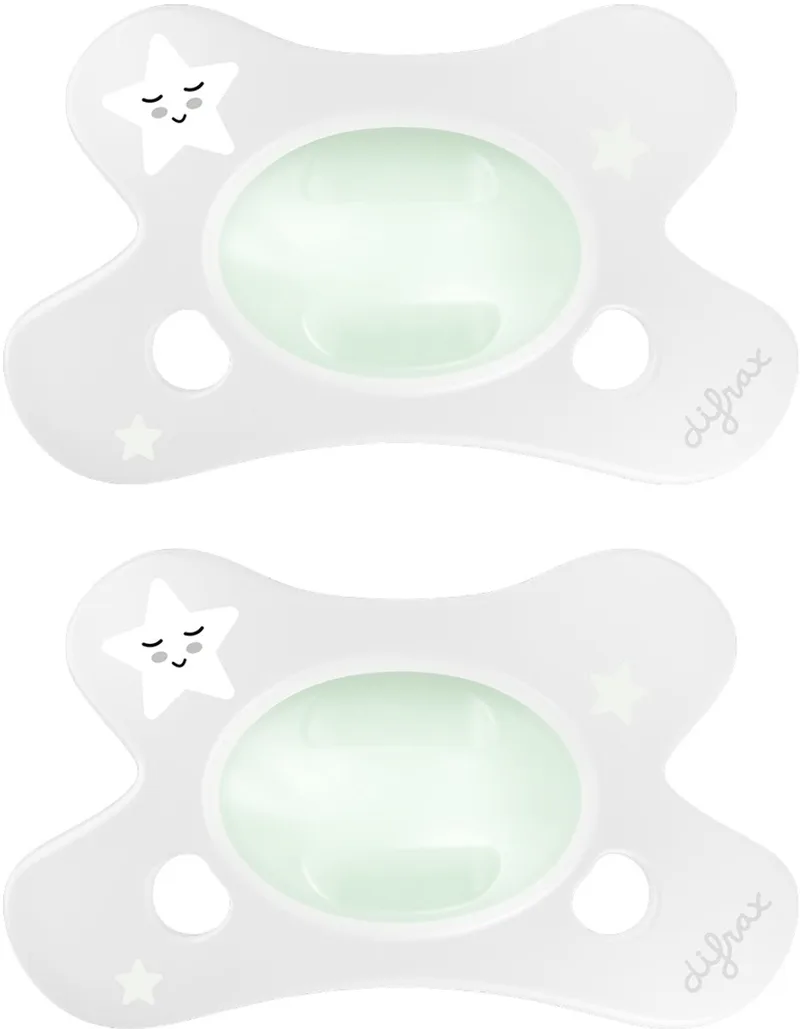 Natural Fopspeen - 0 tot 6 Maanden - Speen - 2 st. de Difrax en Glow in the Dark – photo produit