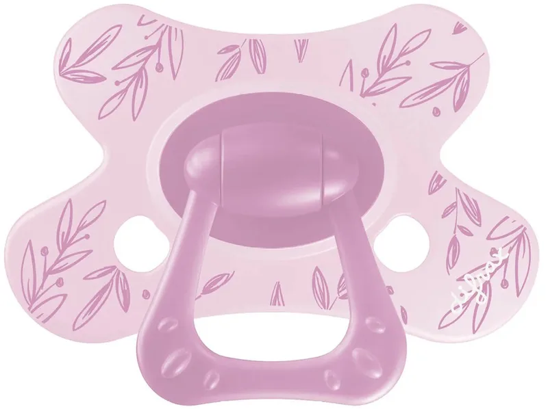 Natural Fopspeen - 12+ Mnd - Berry Pink Leafs van Difrax in Roze – productfoto