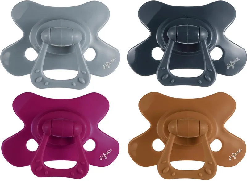 Natural Fopspeen 18+ Maanden - Grijs, Paars, Bruin - 4 Stuks, Siliconen Speen, Gemakkelijk te Accepteren van Difrax in Donkerblauw – productfoto
