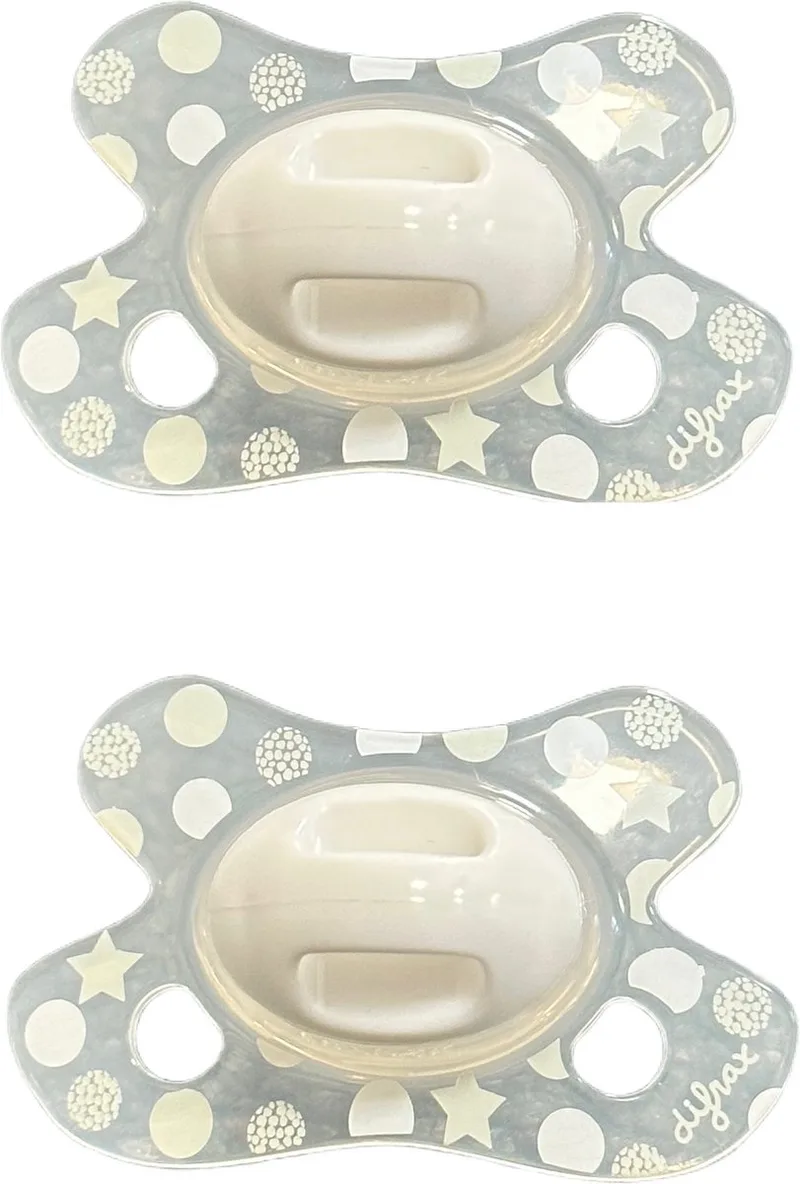 Natural Fopspeen Newborn - 2 Stuks, Siliconen Speen, Gemakkelijk te Accepteren van Difrax in Grijs – productfoto