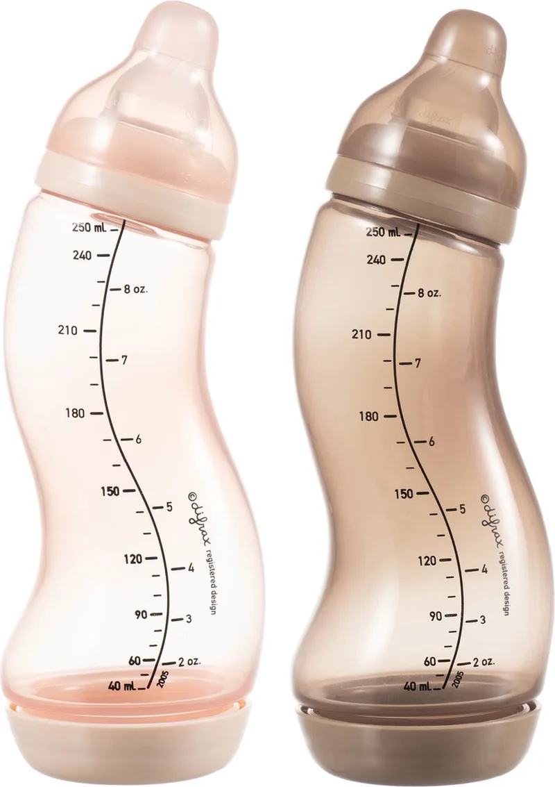 Natural S-babyfles - 250 ml - Anti Koliek - Roze & Bruin - 1 Stuk de Difrax en Roze & Bruin – photo produit