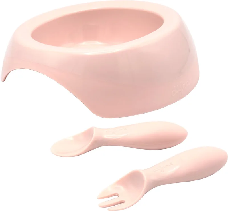 Peuterkom en bestekset - Blossom 6+ maanden - Eetset de Difrax en Rose – photo produit