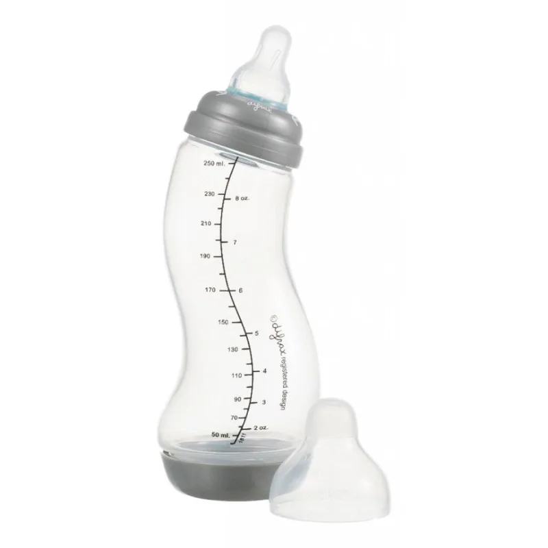 S-Fles 1-2-3 250ml Transparant / Grijs by Difrax – product photo 1 of 4