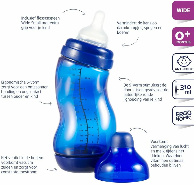 S-Fles Breed by Difrax in Grijs – product photo