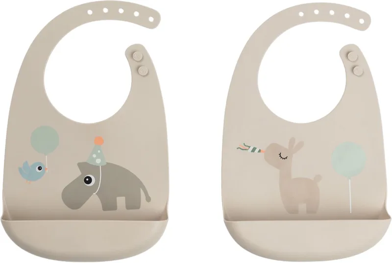Celebration Siliconen Slabbetje - 2 Stuks - Sand by Done by Deer in Beige – product photo