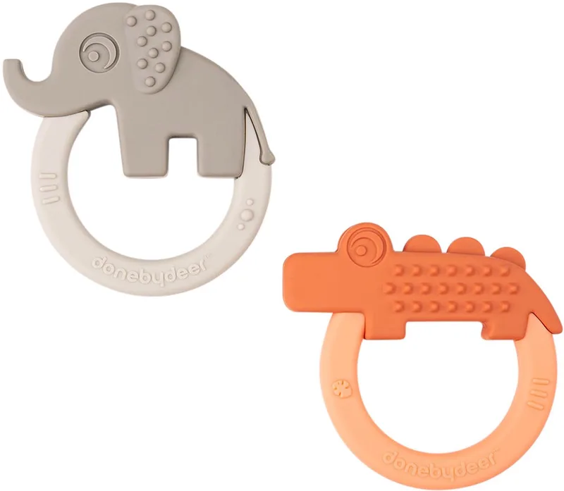 Deer Friends Bijtring Papaya / Sand 2 Stuks van Done by Deer in Beige, Oranje – productfoto