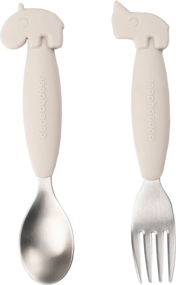 Cuillère Friends Easy-grip And Fork Set Deer Sand de Done by Deer en [Beige] – photo produit