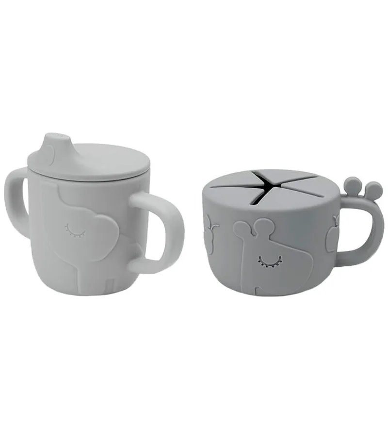 Drink- en snackbeker - 2-pack - Kiekeboe - Grijs de Done by Deer – photo produit