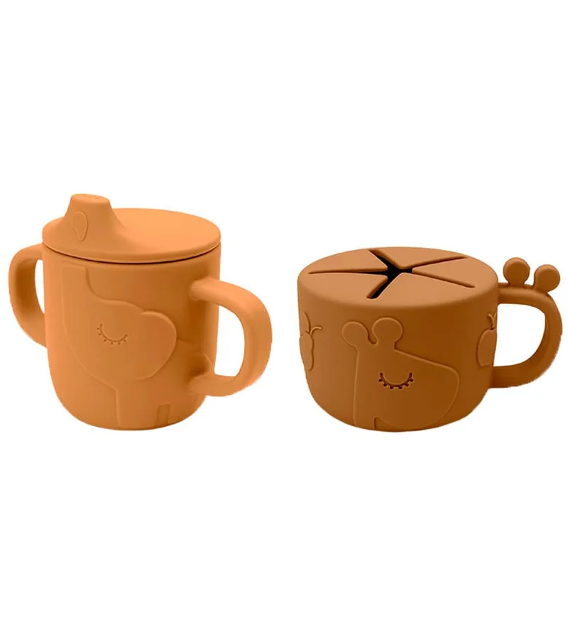Drink- en snackbeker - 2-pack - Kiekeboe - Mustard van Done by Deer – productfoto