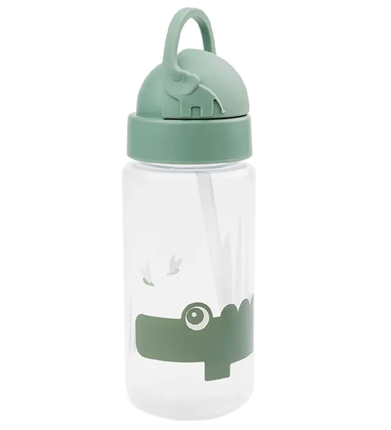 Drinkfles m. Rietje - 350 ml - Croco - Groen van Done by Deer – productfoto 1 van 5