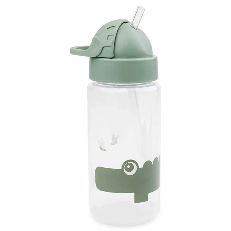 Drinkfles m. Rietje - 350 ml - Croco - Groen van Done by Deer – productfoto 2 van 5