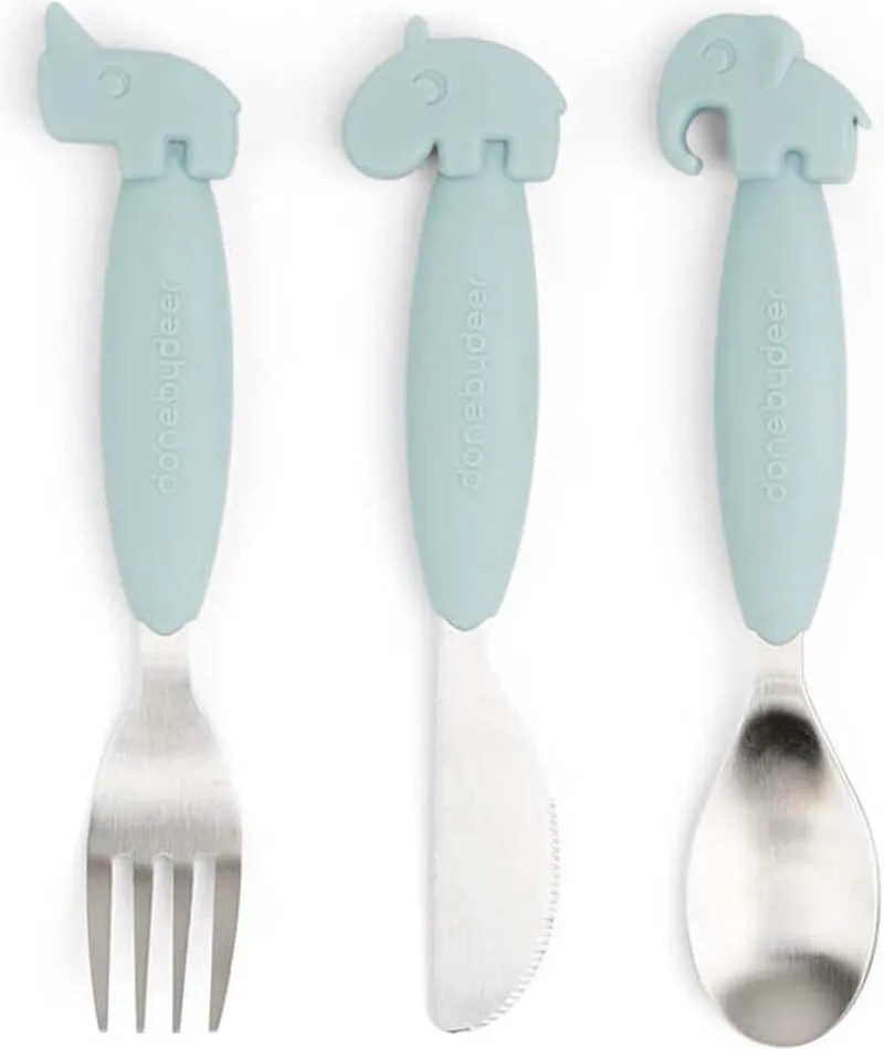 Easy-Grip Bestekset Deer Friends van Done by Deer in Blauw – productfoto