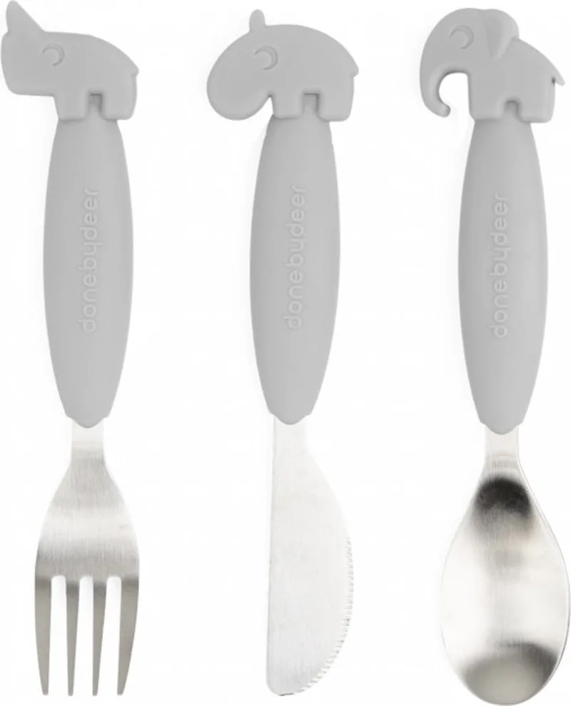 Easy-Grip Bestekset Deer Friends van Done by Deer in Grijs – productfoto